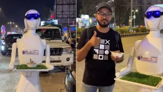 Robotic Cafe: Robot serves ice balls on the streets