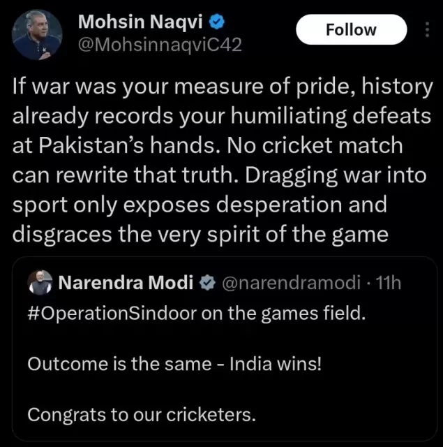 PCB Chairman Mohsin Naqvi Responds to PM Modi Asia Cup Tweet