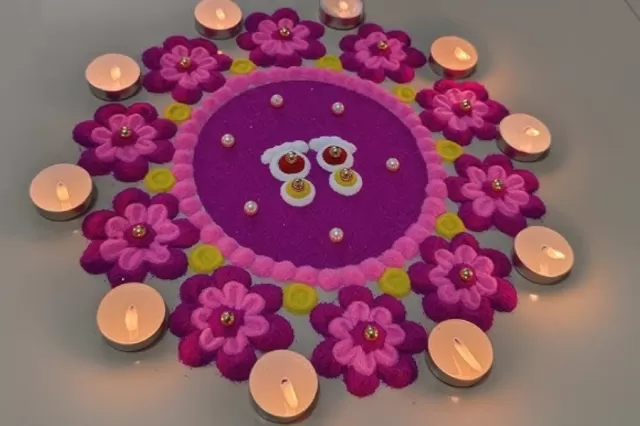 Fuchsia Fiesta Rangoli Design