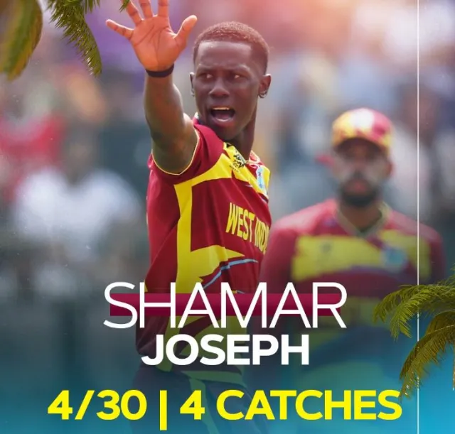 Shamar Joseph Creates History: Most Catches in a T20 WC Match (Non-Wicketkeeper)