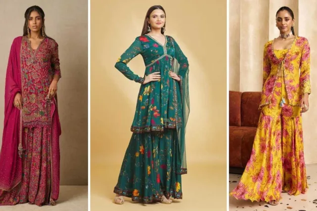 Floral Sharara Suit Designs for Eid