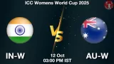 IN-W vs AU-W Match Preview - <small>Sun, 12 Oct 03:00 PM IST</small>