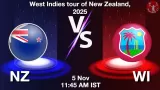 NZ vs WI Match Preview & Latest Updates - <small>Wed, 05 Nov 11:45 AM IST</small>