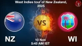 NZ vs WI Match Preview & Latest Updates - <small>Mon, 10 Nov 05:45 AM IST</small>