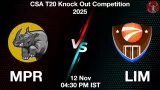 MPR vs LIM Match Preview & Latest Updates - <small>Wed, 12 Nov 04:30 PM IST</small>