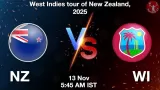 NZ vs WI Match Preview & Latest Updates - <small>Thu, 13 Nov 05:45 AM IST</small>
