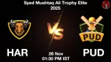 HAR vs PUD Match Preview & Latest Updates - <small>Wed, 26 Nov 01:30 PM IST</small>