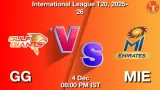 GG vs MIE Match Preview & Latest Updates - <small>Thu, 04 Dec 08:00 PM IST</small>