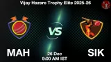 MAH vs SIK Match Preview & Latest Updates - <small>Fri, 26 Dec 09:00 AM IST</small>