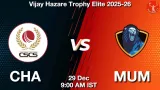 CHA vs MUM Match Preview & Latest Updates - <small>Mon, 29 Dec 09:00 AM IST</small>