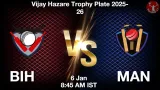 BIH vs MAN Match Preview & Latest Updates - <small>Tue, 06 Jan 08:45 AM IST</small>