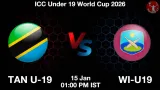 TAN U-19 vs WI-U19 Match Preview - <small>Thu, 15 Jan 01:00 PM IST</small>