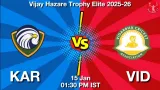 KAR vs VID Match Preview & Latest Updates - <small>Thu, 15 Jan 01:30 PM IST</small>