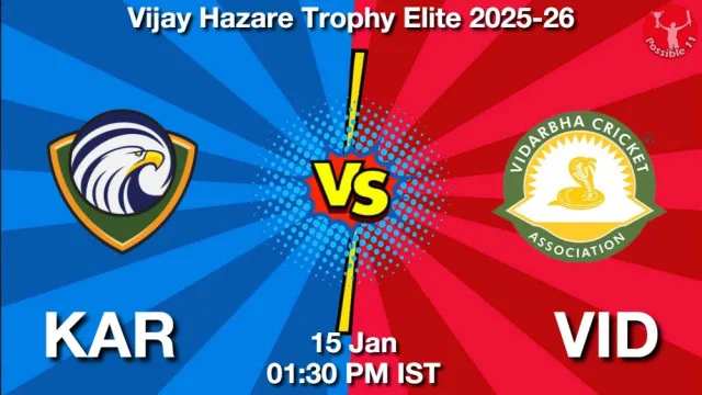 KAR vs VID ड्रीम11 भविष्यवाणी, फैंटेसी क्रिकेट टीम - 15 जनवरी 2026