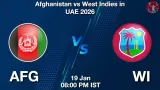 AFG vs WI Match Preview & Latest Updates - <small>Mon, 19 Jan 08:00 PM IST</small>