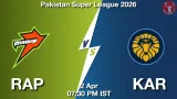 RAP vs KAR Dream11 Prediction, Preview & Updates - <small>Thu, 02 Apr 07:30 PM IST</small>