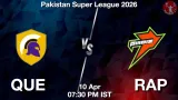 QUE vs RAP Dream11 Prediction, Preview & Updates - <small>Fri, 10 Apr 07:30 PM IST</small>