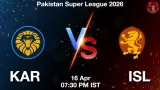 KAR vs ISL Dream11 Prediction, Preview & Updates - <small>Thu, 16 Apr 07:30 PM IST</small>