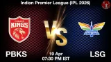 PBKS vs LSG Dream11 Prediction - <small>Sun, 19 Apr 07:30 PM IST</small>