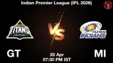 GT vs MI Dream11 Prediction, Preview & Updates - <small>Mon, 20 Apr 07:30 PM IST</small>