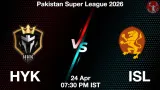 HYK vs ISL Dream11 Prediction, Preview & Updates - <small>Fri, 24 Apr 07:30 PM IST</small>