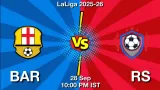 BAR vs RS Match Preview & Latest Updates - <small>Sun, 28 Sep 10:00 PM IST</small>