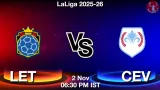 LET vs CEV Match Preview & Latest Updates - <small>Sun, 02 Nov 06:30 PM IST</small>