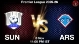 SUN vs ARS Match Preview & Latest Updates - <small>Sat, 08 Nov 11:00 PM IST</small>