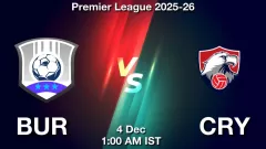 BUR vs CRY Match Result