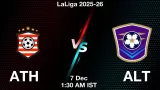 ATH vs ALT Match Preview & Latest Updates - <small>Sun, 07 Dec 01:30 AM IST</small>