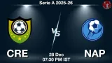 CRE vs NAP Match Preview & Latest Updates - <small>Sun, 28 Dec 07:30 PM IST</small>