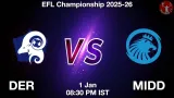DER vs MIDD Match Preview - <small>Thu, 01 Jan 08:30 PM IST</small>