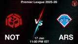 NOT vs ARS Match Preview & Latest Updates - <small>Sat, 17 Jan 11:00 PM IST</small>