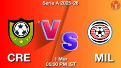 CRE vs MIL Match Result