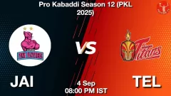 JAI vs TEL Match Result