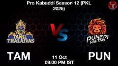 TAM vs PUN Match Result