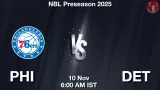 PHI vs DET Match Preview & Latest Updates - <small>Mon, 10 Nov 06:00 AM IST</small>