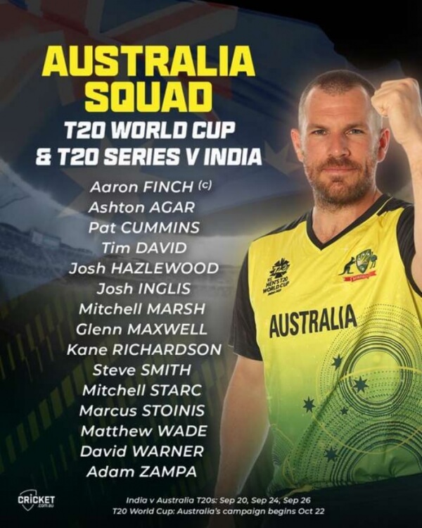 australia squad for t20 world cup 2022 david warner will not play in india 1