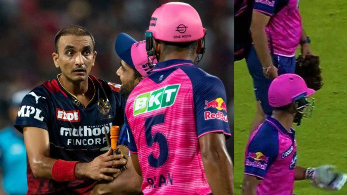 BLR vs RR, Riyan Parag, Harshal Patel fierce debate in During Match, Video