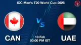 CAN vs UAE T20 WC 2026, Pitch Report, Head to Head, Playing 11, AI Prediction
