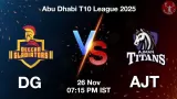DG vs AJT, Pitch Report, Head to Head, Playing 11, AI Prediction