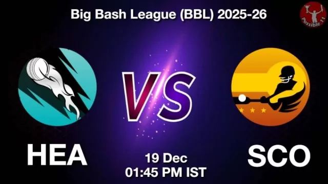 HEA vs SCO BBL 2025-26, Pitch Report, Head to Head, Playing 11, AI Prediction
