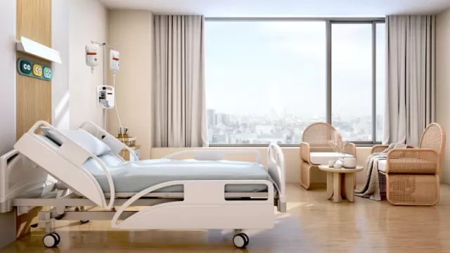 Ideal medical bed in hospital room