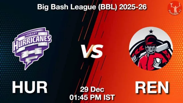 HUR vs REN BBL 2025-26, Pitch Report, Head to Head, Playing 11, AI Prediction