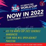 ICC Mens T20 World Cup 2022 Full Schedule Announced