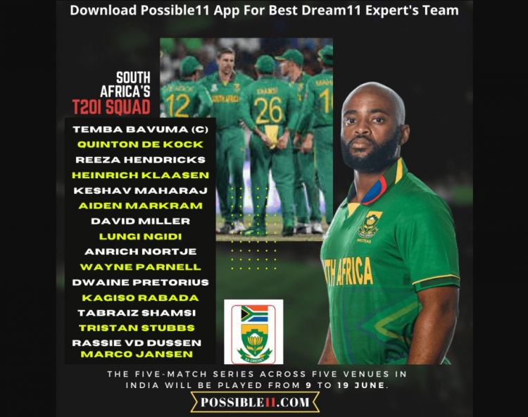 south africa squad for india tour 2022 t20