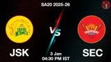 JSK vs SEC SA20 2025-26, Pitch Report, Head to Head, Playing 11, AI Prediction