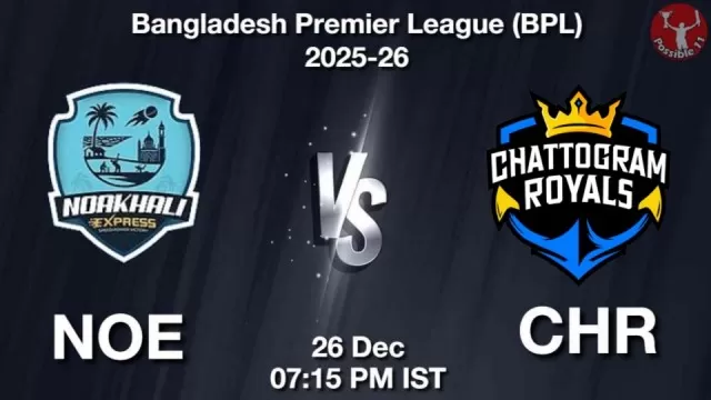 NOE vs CHR BPL 2025-26, Pitch Report, Head to Head, Playing 11, AI Prediction