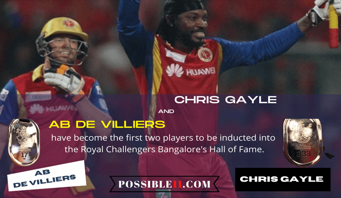 RCB Introduced Hall of Fame - AB de Villiers and Gayle were inducted by RCB