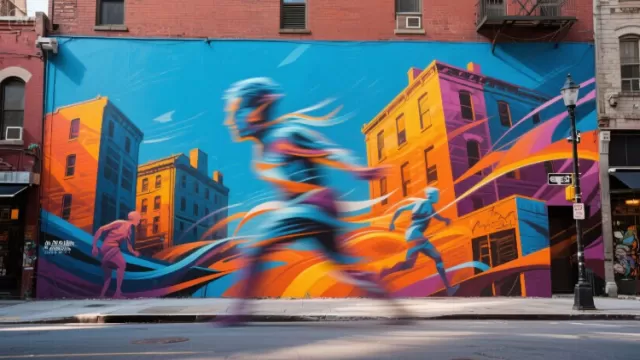 street mural morphs into moving art